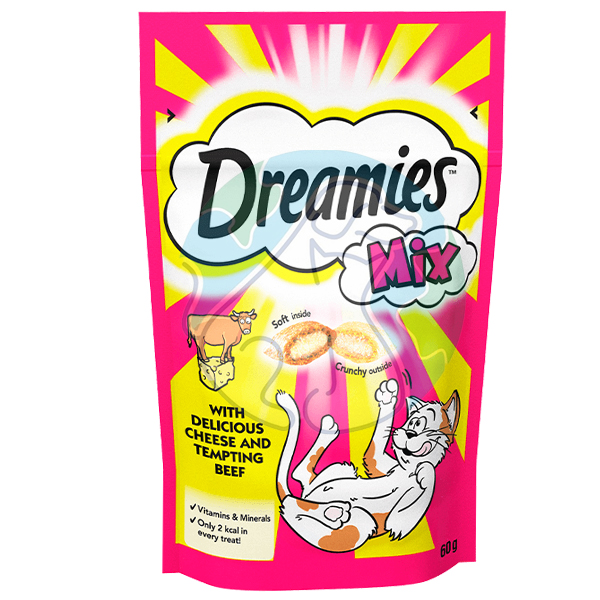 تشویقی مغزدار گربه طعم میکس گوشت و پنیر 60گرمی Dreamies